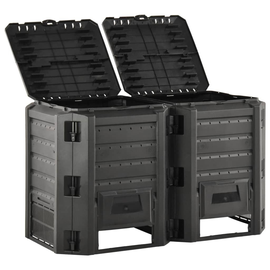 vidaXL Compostiera da giardino nera 800 L Immagine del prodotto 