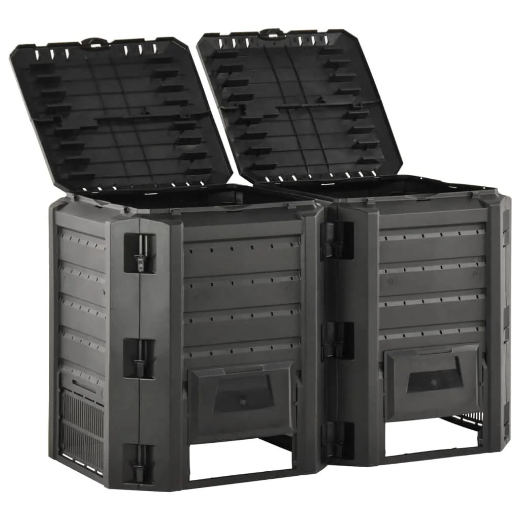 Grand Bac à Compost de Jardin 800L Noir pour Engrais Naturel Bio