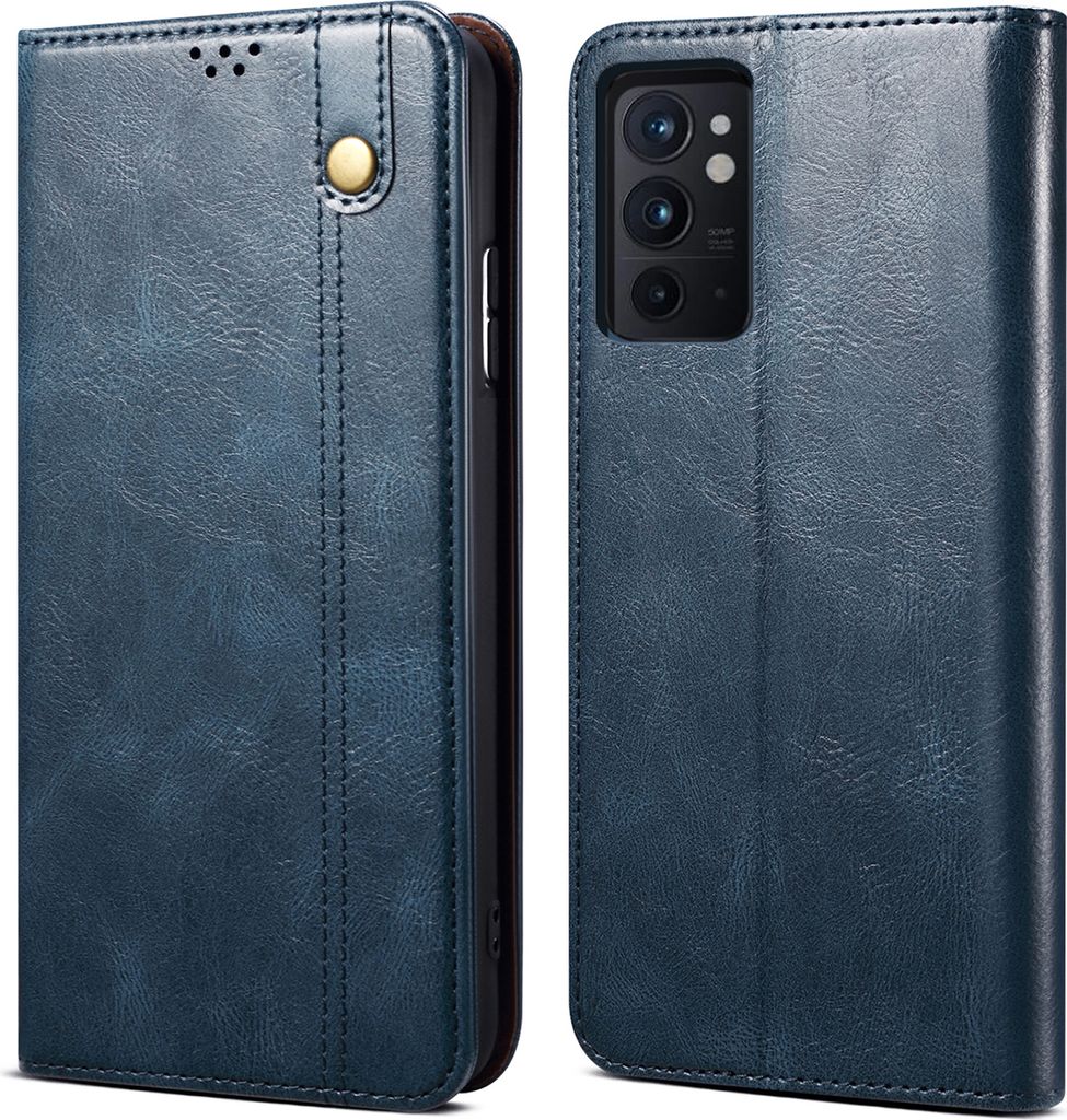 OnePlus 9RT 5G Hülle, Leder Flip Brieftasche Schutzhülle für OnePlus 9RT 5G Blau