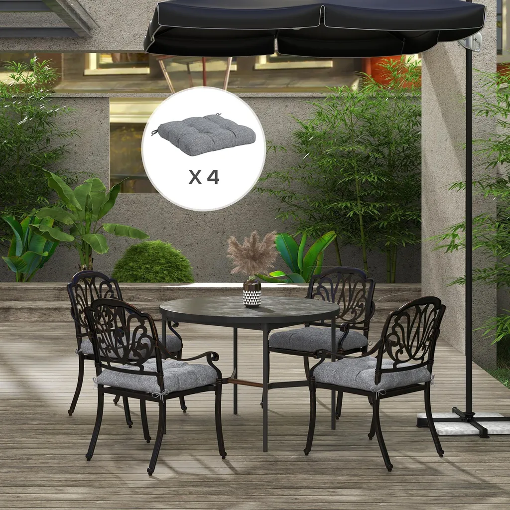 Coussins de Jardin Gris pour Salon Extérieur Confortable Lot de 4