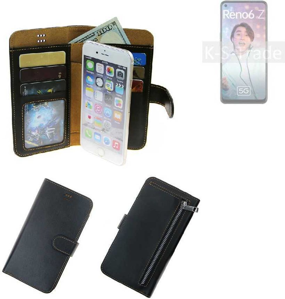K-S-Trade Schutz Hülle kompatibel mit Oppo Reno6 Z 5G Klapphülle Case Phone cover Slim Handytasche Handy Hülle schwarz aus Kunstleder (1 Stk)