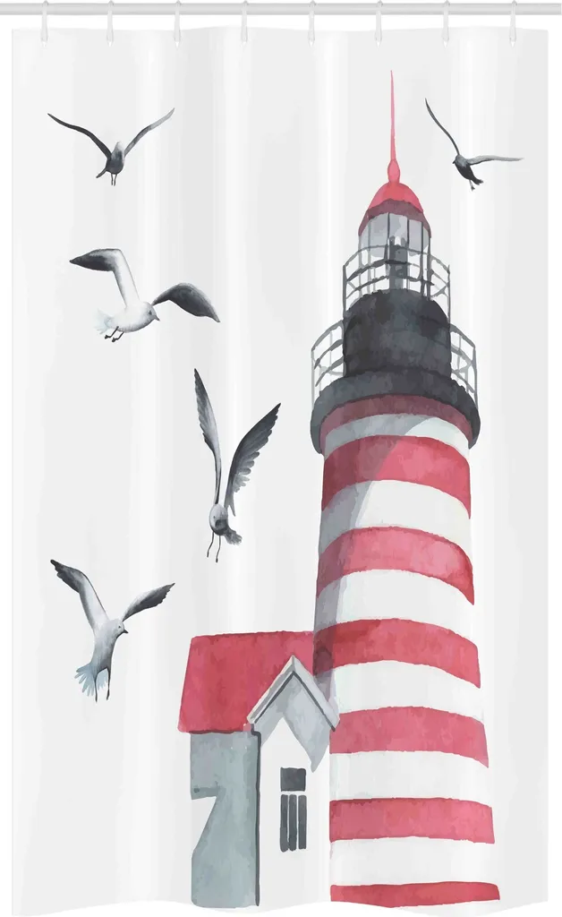 ABAKUHAUS Tenda Doccia Stretta 120x180 cm | Design Faro e Mare con Ganci