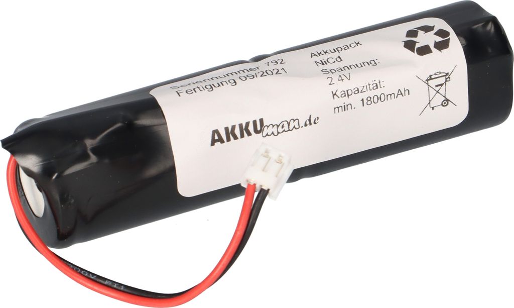 Akku für Notleuchten 2,4V 1800mAh passend für RZB GSUN3 Produktbild 