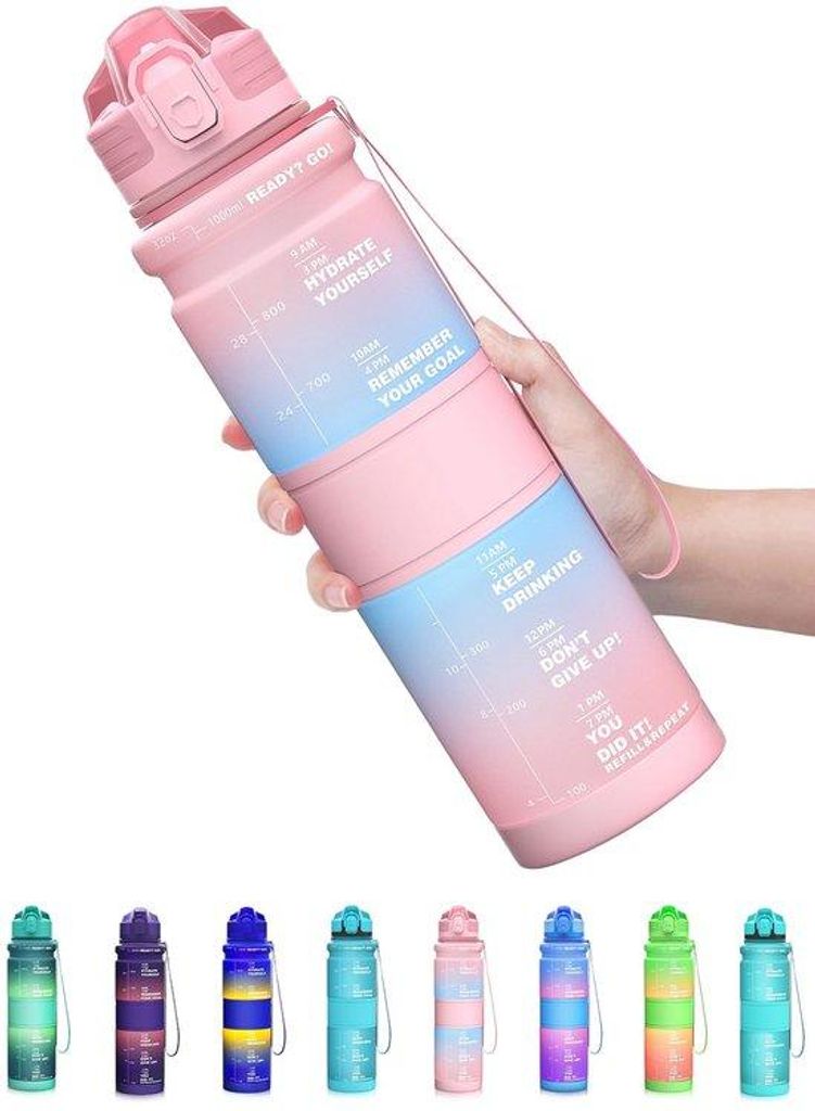 Kinder-Trinkflasche 500ml, BPA-frei, mit Zeitmarkierung