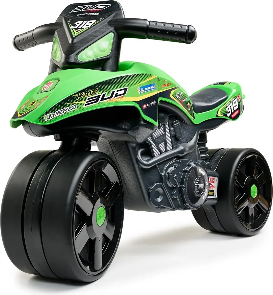 Moto Porteur FALK Racing Green : Idéal pour l'Équilibre de Bébé 1 an