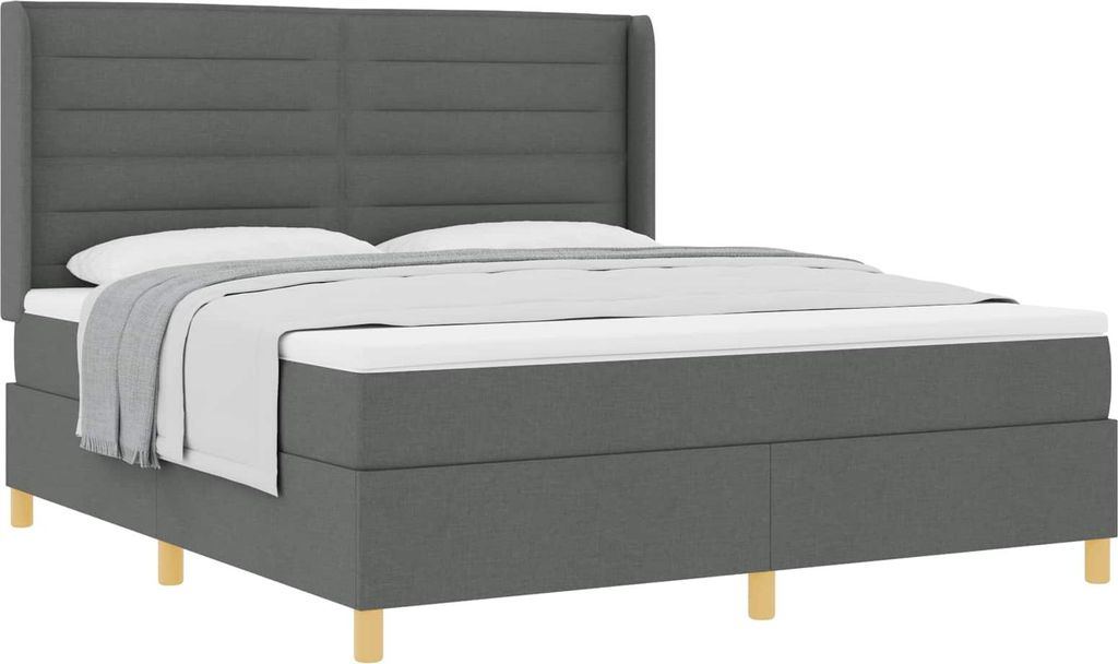 Boxspringbett mit Matratze Dunkelgrau 180 x 200 cm Stoff