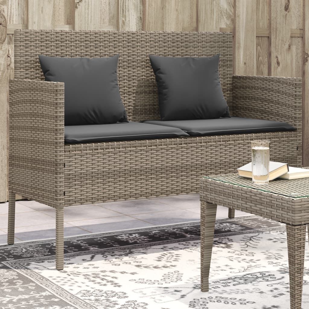 Maison Exclusive - Gartenbank mit Kissen Grau Poly Rattan