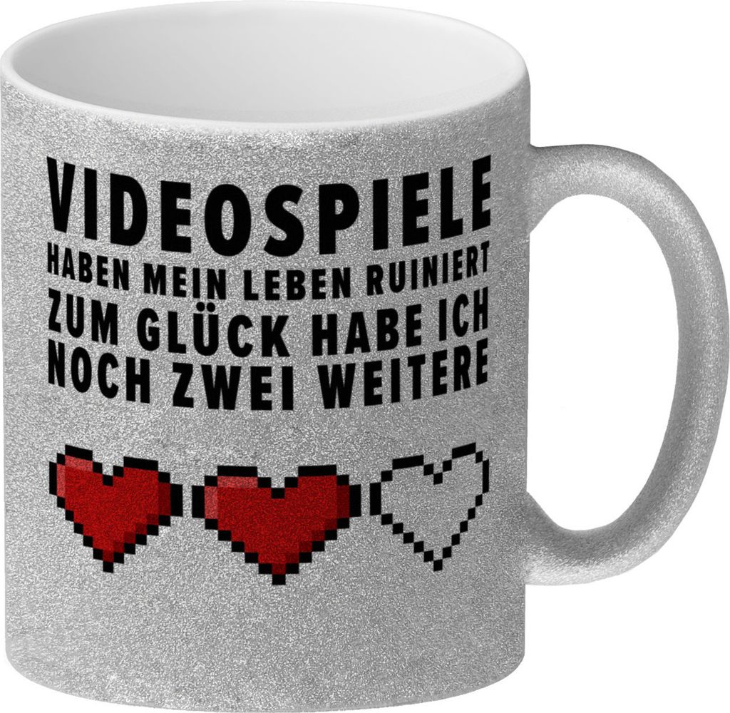 Videospiele haben mein Leben ruiniert... Glitzer-Kaffeebecher