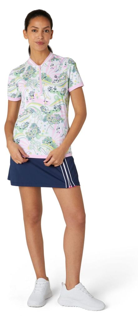 Penguin Groovy Pete Print 1/4-Reißverschluss-Golfpolo mit geripptem Kragen Damen S