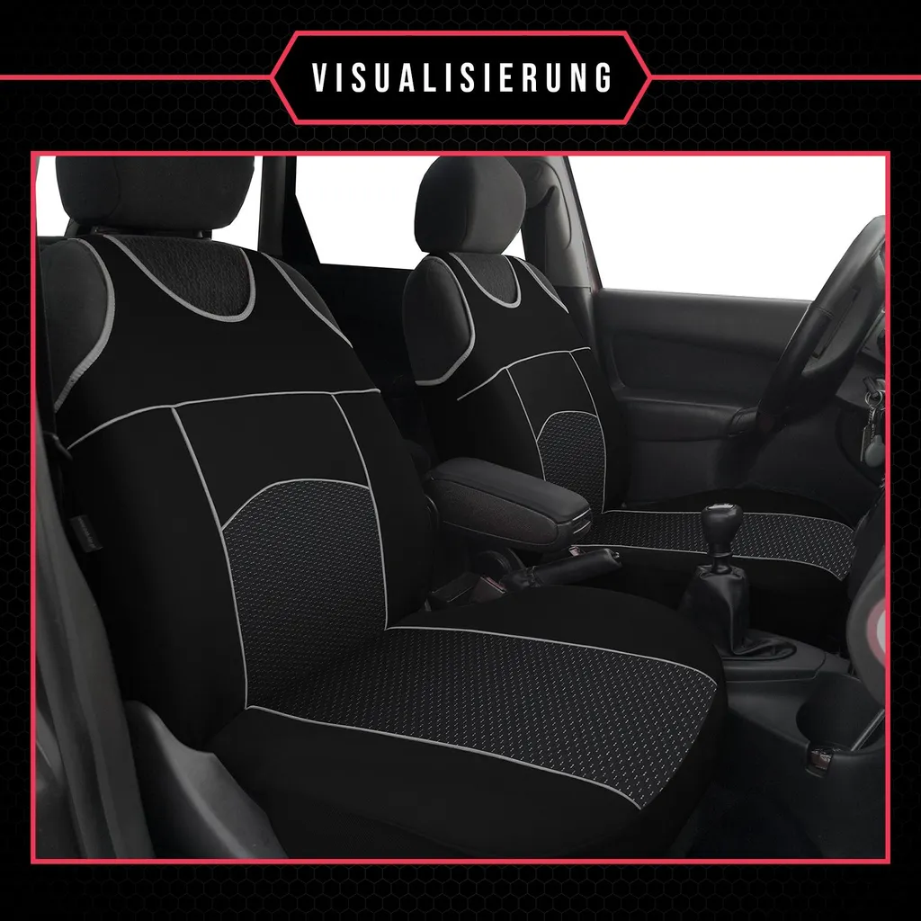 Coprisedili auto Coprisedili universali per Hyundai IX20 nero anteriore auto 1+1 Set - 6