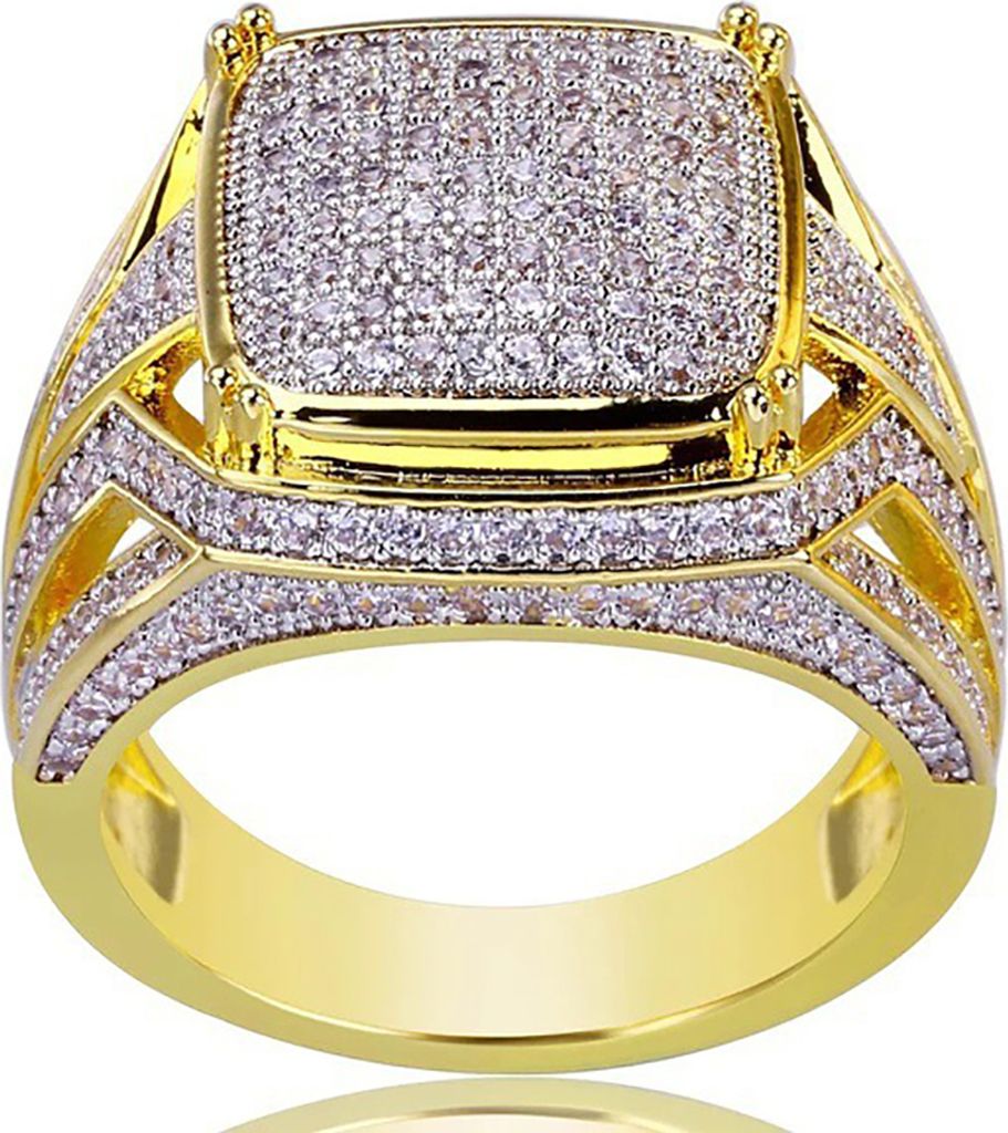 Glänzender Strass-Schmuck für Männer und Frauen, Verlobung, Hochzeit, Braut und Bräutigam-Golden,US 8