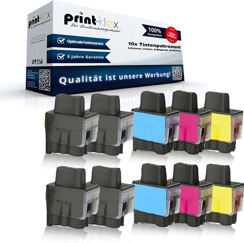 Print-Klex 10x kompatible Tintenpatronen kompatibel mit Bother LC900 MFC 410C MFC 410CN MFC 420C MFC 420CN MFC 422C MFC 425 MFC 425CN - Sparpack - ...