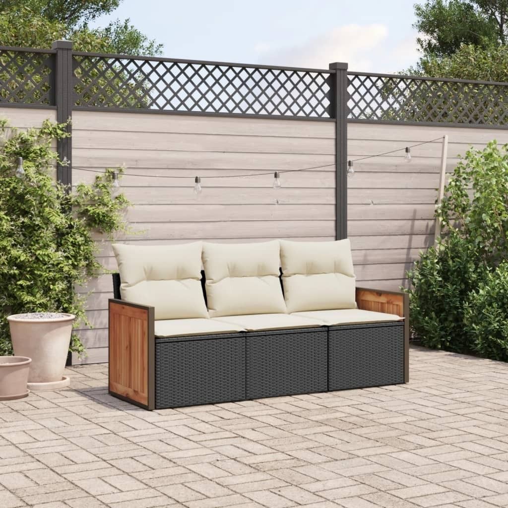 Maison Exclusive - 3-tlg. Garten-Sofagarnitur mit Kissen Schwarz Poly Rattan