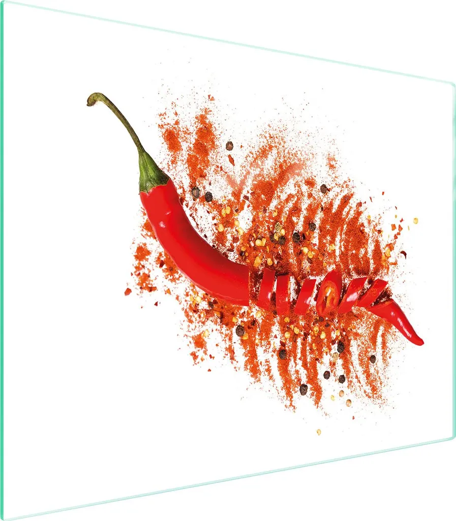 Tagliere in Vetro Peperoncino 52x40 - Protezione Induzione e Gas