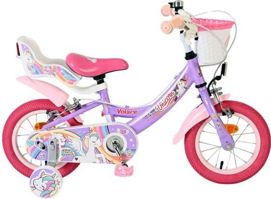 Volare Unicorn Kinderfahrrad - Mädchen - 12 Zoll - Lila - Produktbild 