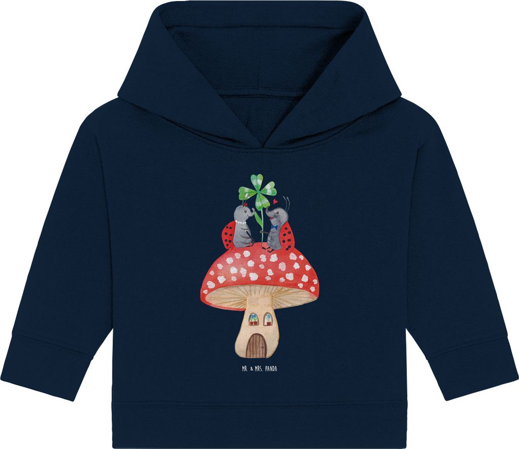 Mr. & Mrs. Panda Organic Baby Hoodie Marienkäfer Fliegenpilz 24. - 36. Monat - French Navy - Geschenk, Haus, Zuhause, Fleigenpilzhaus, Lustige Spr...