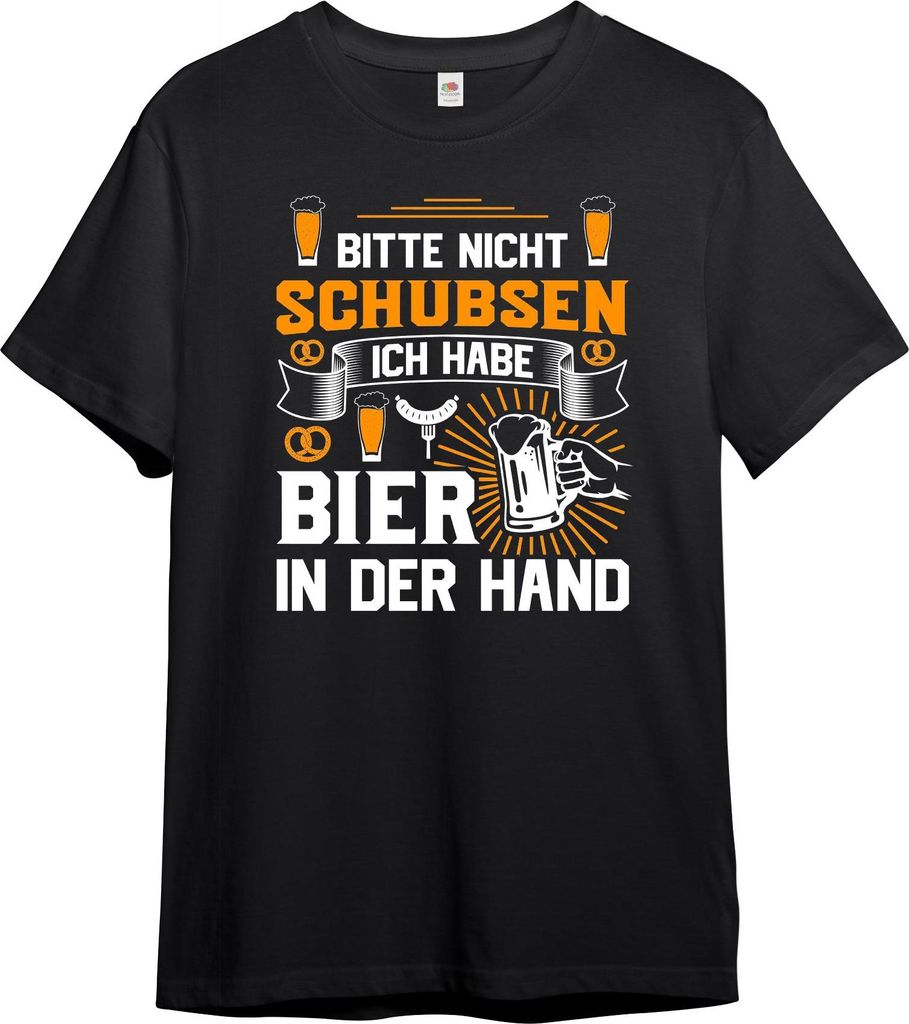 PAULGOS Herren T-Shirt "Bitte nicht schubsen, ich habe Bier in der Hand"