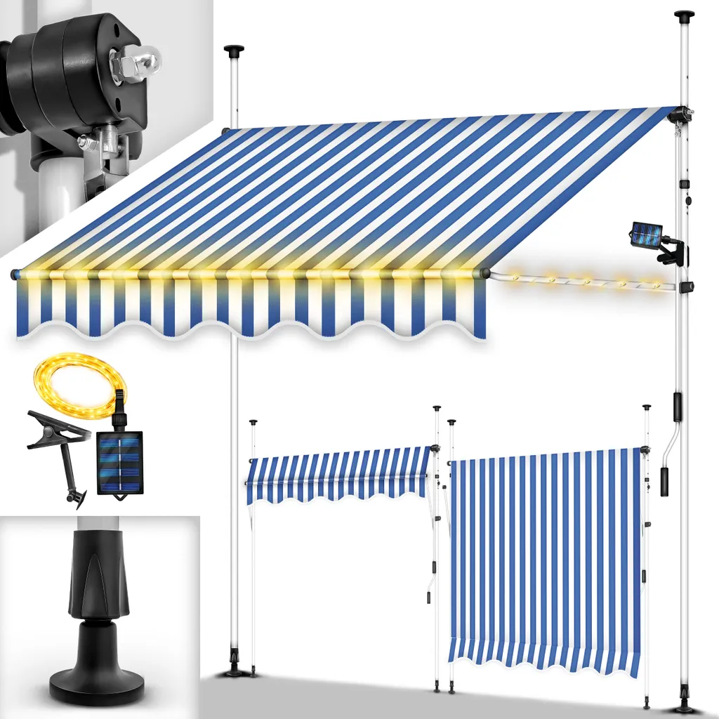 tillvex Tenda Estensibile 4m Solare LED | Protezione UV50+ Impermeabile