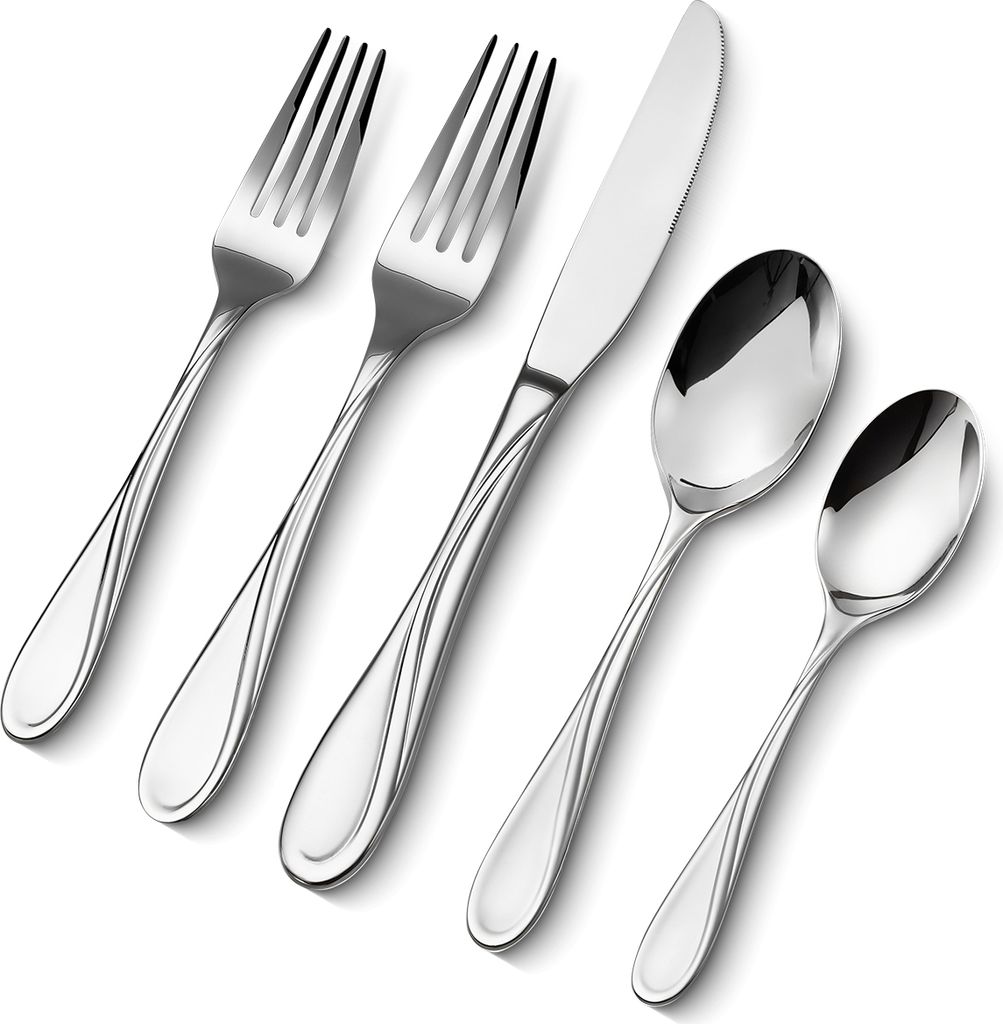 VEVOR 45-teiliges Besteckset aus lebensmittelechtem Edelstahl, hochglanzpoliertes Essbesteck-Set, spülmaschinenfestes Essgeschirr für die Küche,...