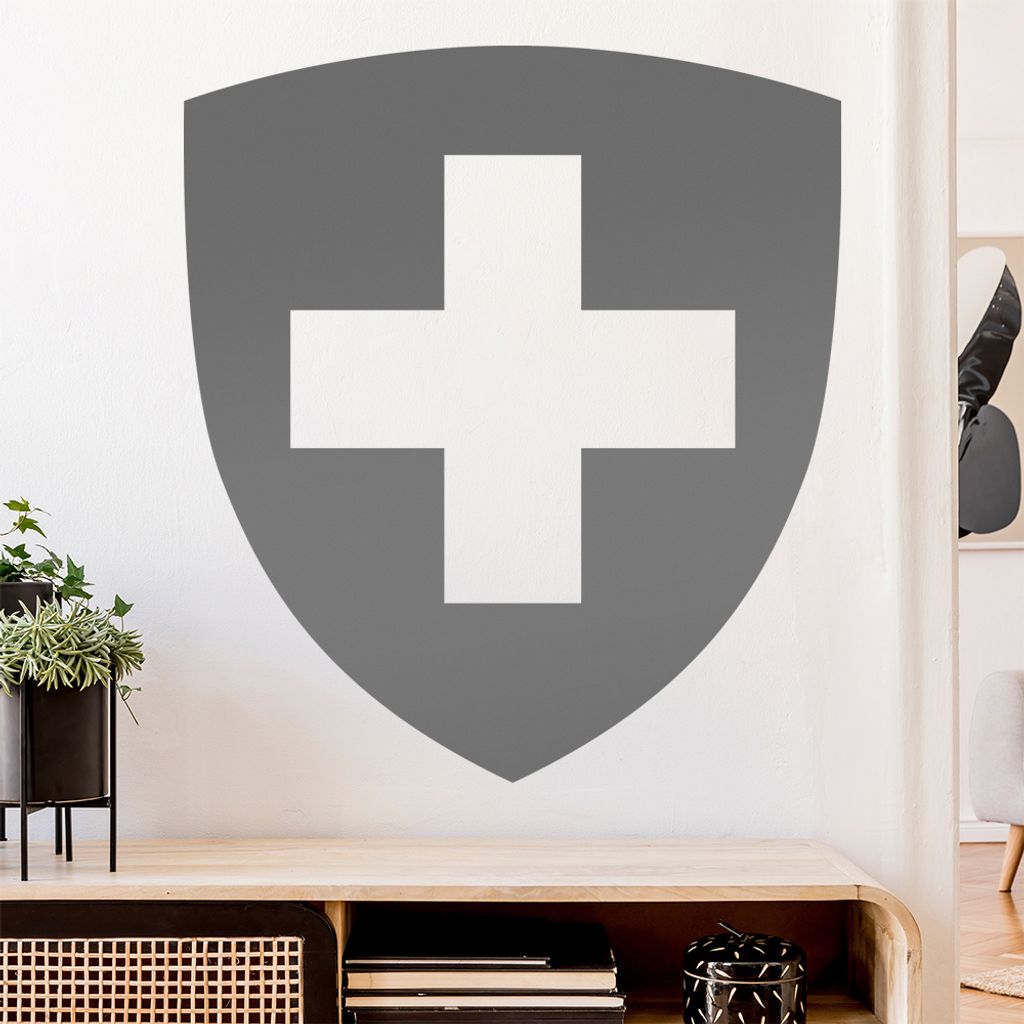 Schweiz Wappen Wandtattoo Wandaufkleber Wall Sticker - Dekoration, Küche, Wohnzimmer, Schlafzimmer, Badezimmer