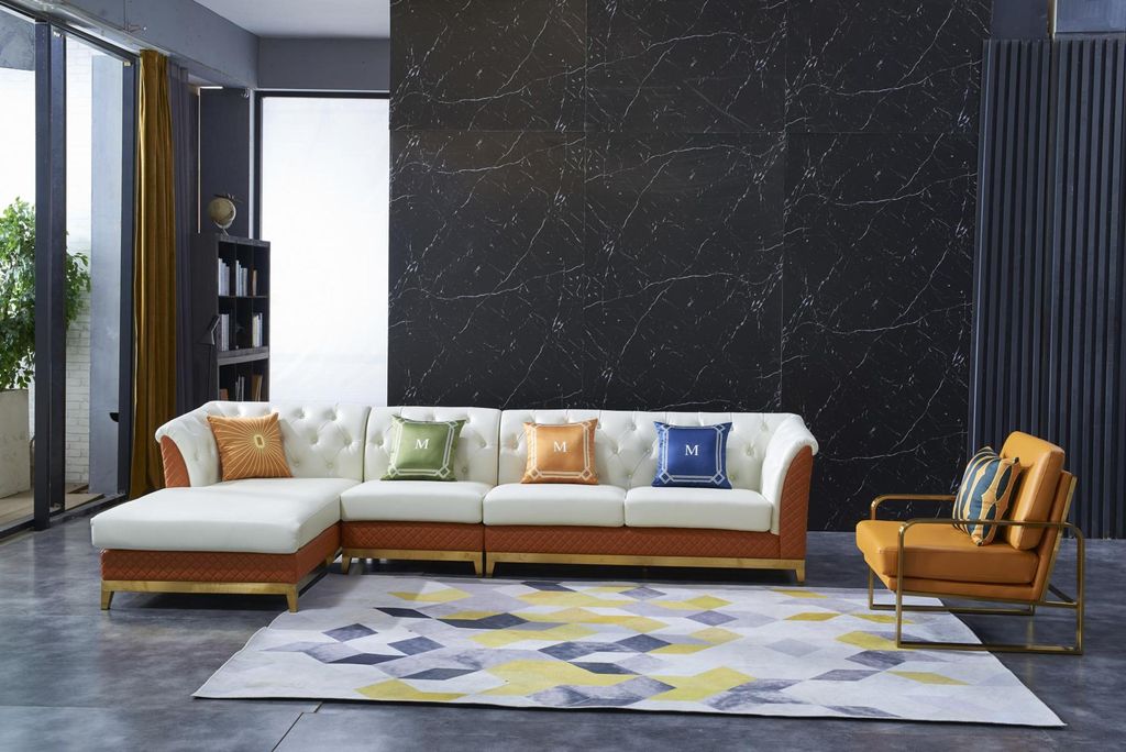Design Sofa Couch Ecksofa Luxus Hocker Polster Garnitur Wohnlandschaft L-Form