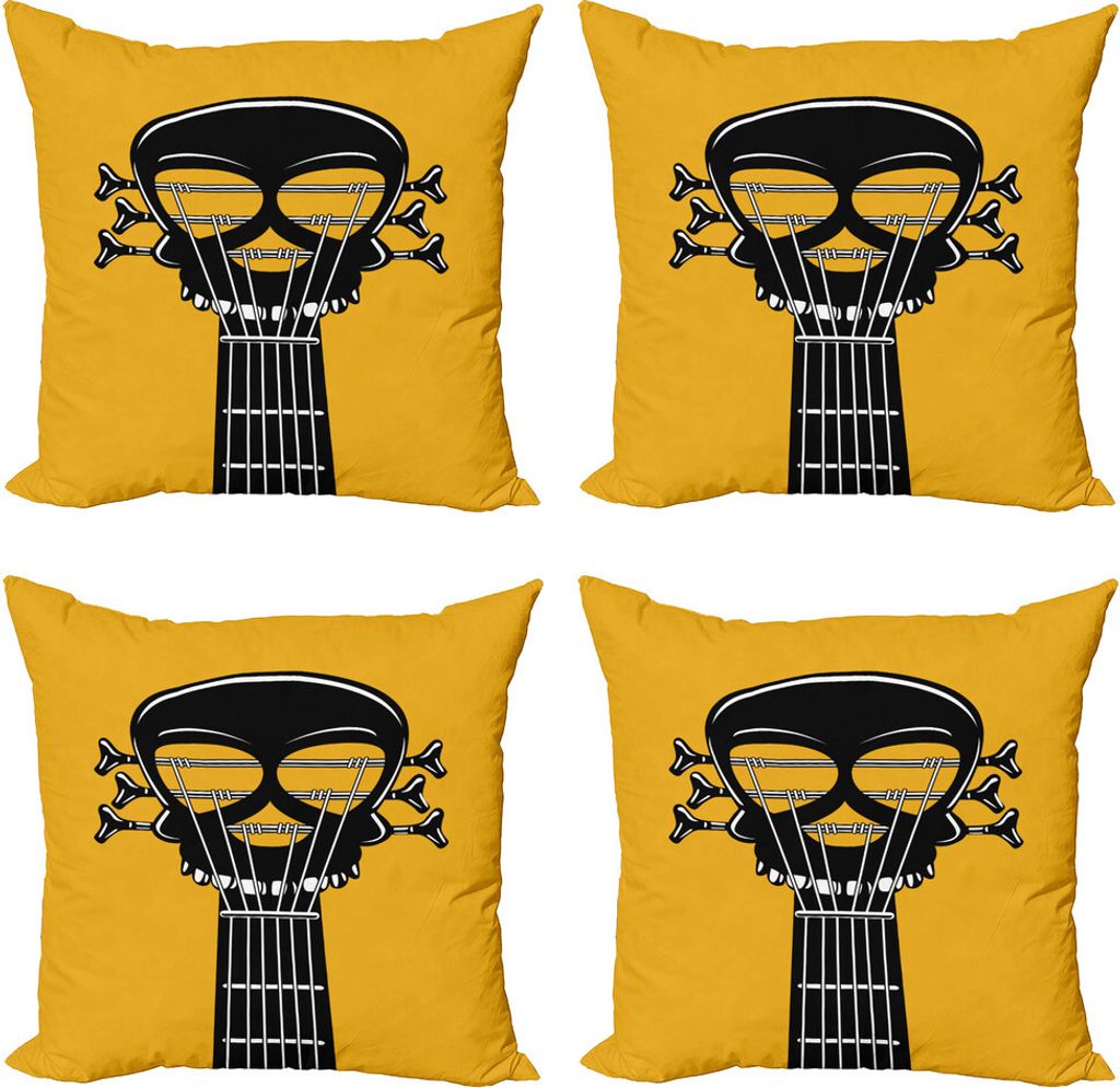 ABAKUHAUS Rock'n'Roll Kissenbezug Set (4 Stück), Schwere Tunes Leidenschaft, Moderner Doppelseitiger Digitaldruck, 40 cm x 40 cm, gelb Grau