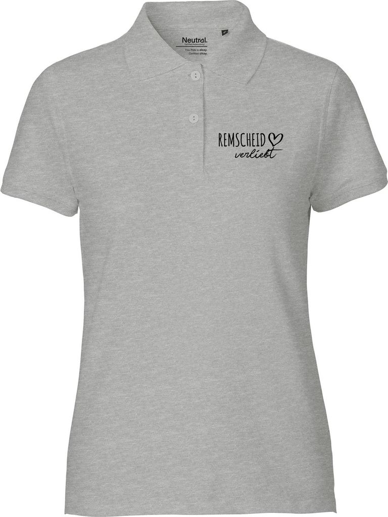 Huuraa Damen Polo Shirt Remscheid verliebt XXL Sport Grey Bio Baumwolle Fairtrade Poloshirt Geschenkidee