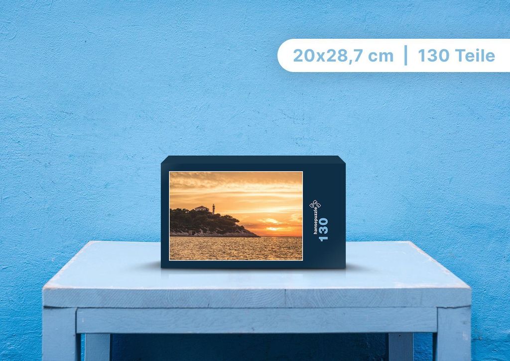 hansepuzzle 96994 - Sonnenuntergang Puzzle, 130 Teile, Natur, 28,7 x 20,0cm mit hochwertiger Aufbewahrung, Kartonbox und wiederverschließbarem Beutel