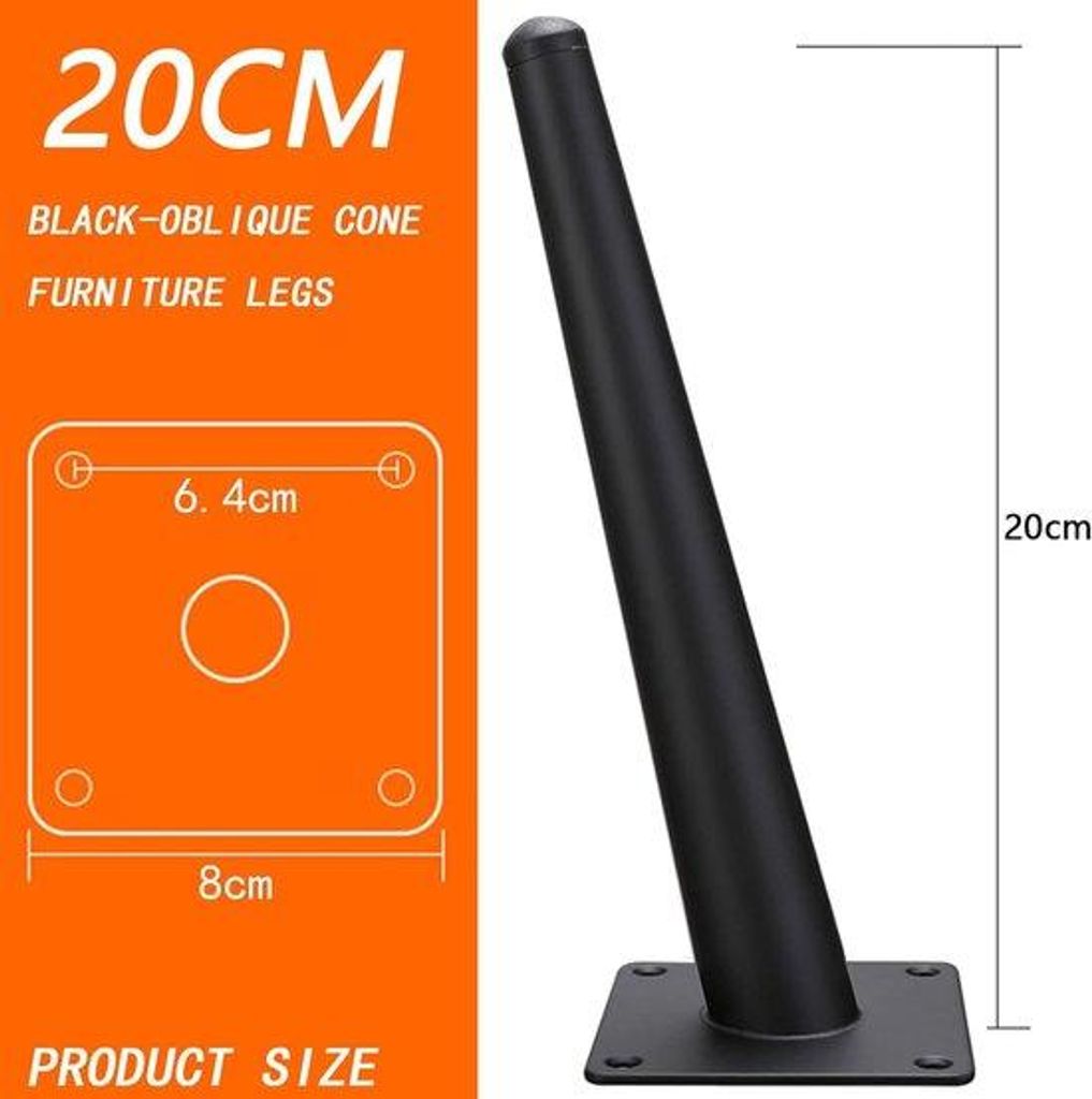 4 schwarze Metallfüße 25cm mit Schrauben
