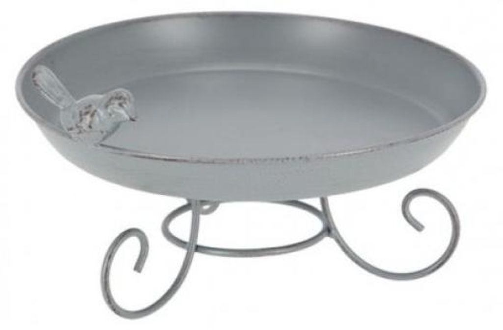 Mangeoire ou bain d'oiseau à poser en métal gris Image du produit 