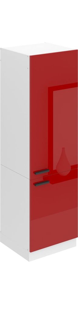 Belini Kühlschrank Schrank Hochschrank Küche SSL. 60 cm Breite und 204 cm Höhe. Einbauschrank für Kühlschrank mit 2 Türen, Rot Hochglanz