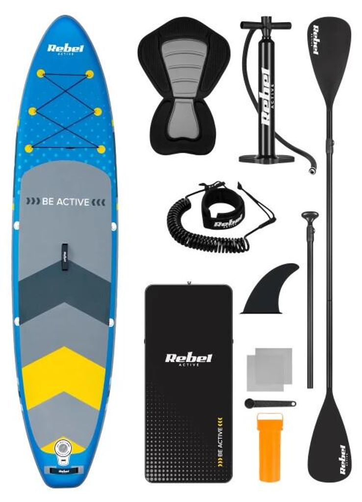 Rebel RBA-4501 SUP-Paddleboard mit Zubehör, 350 cm, 140 kg, blau