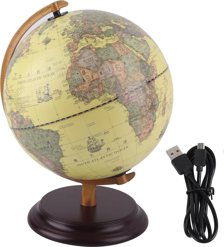 Globe Terrestre 3D de 25 cm avec Éclairage LED - Effet Relief et Rétro