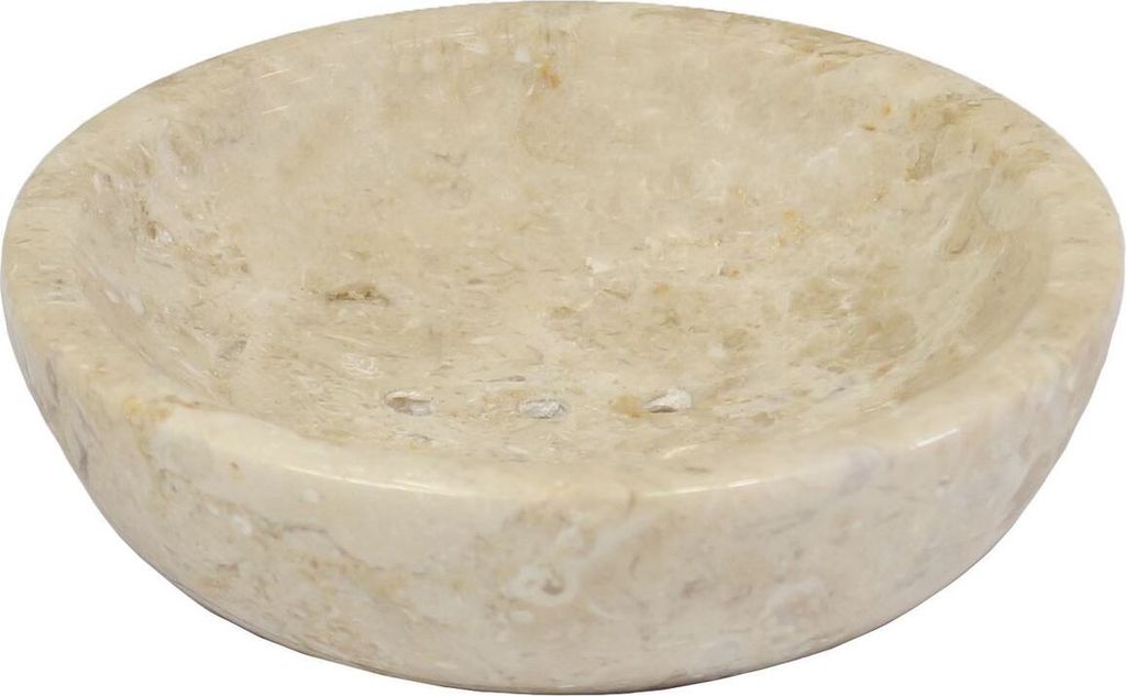 Badezimmer Garnitur Seifenschalen Set Seifenspender Mamor Stein Bad Deko Naturstein Steinseifenspender Creme Natur poliert 3er Set Nr. 2