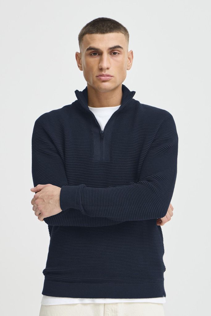 !Solid SDValencia Herren Strickpullover Troyer Feinstrick Pullover mit Stehkragen und Reißverschluss