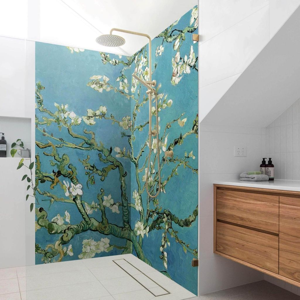 Duschrückwand originell selbstklebend - 0.35 mm Wandpaneel wasserfest Design blau Badrückwand fugenlos Smart matt 100x190 cm