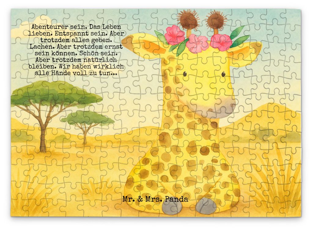 Mr. & Mrs. Panda Puzzle Giraffe Blumenkranz Design 192 Teile - Weiß - Geschenk, 1000, 500, Selbstliebe, Afrika, 1500, Abenteurer, Legespiel, 2000,...