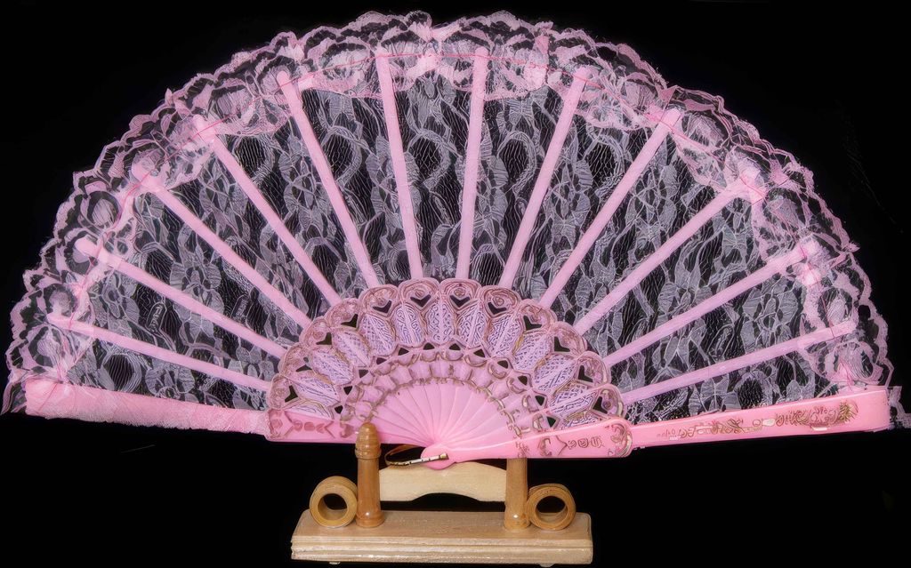 2 stück Handfächer Fächer durchsichtig mit Spitze rosa Produktbild 