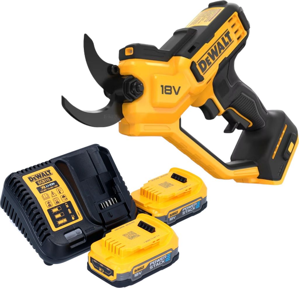 DeWalt DCMPP 568 E2 Akku Astschere 18 V 38 mm + 2x Powerstack Akku 1,7 Ah + Ladegerät