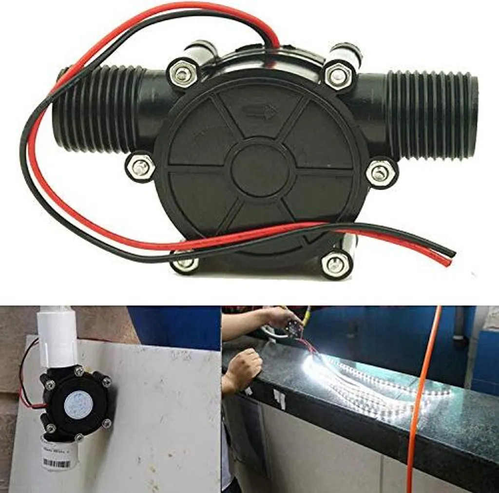 PMSanzay DC Turbina d'acqua 5V 12V 80V 10W Microhydro Generatore portatile Caricabatterie Strumento di potenza Acqua Power LED Luce