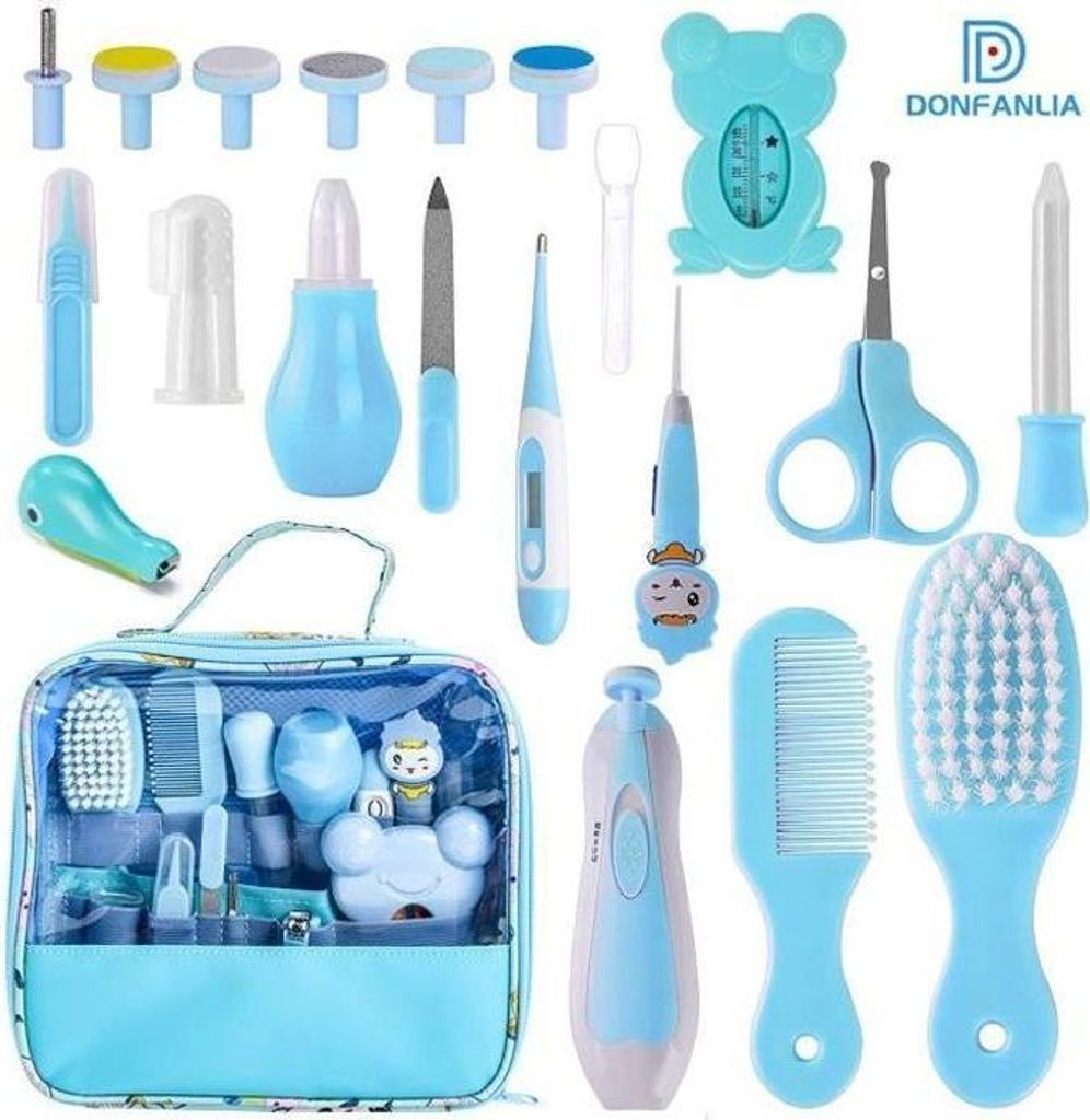 Baby Komfort-Kulturbeutel-Set, 20-teiliges Neugeborenen-Pflegeset mit komplettem Hygienezubehör