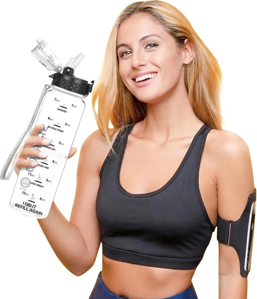 Migliore Borraccia Palestra 1L con Orari | Bottiglia Fitness Anti-Perdite - 5
