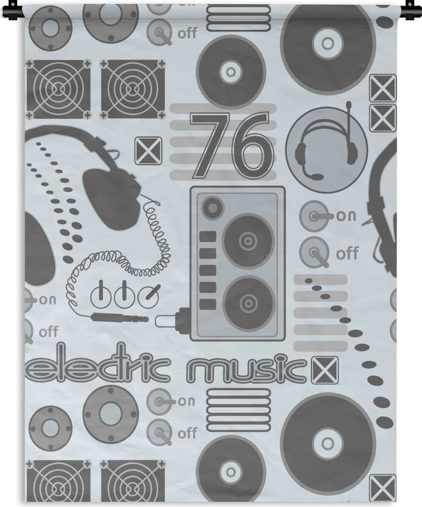 MuchoWow Wandteppich Wandbehang DJ - Kopfhörer - Vintage - Design 60x80 cm Tapisserie Dekoration Wandtuch - Decke - Wandtücher - Wohne