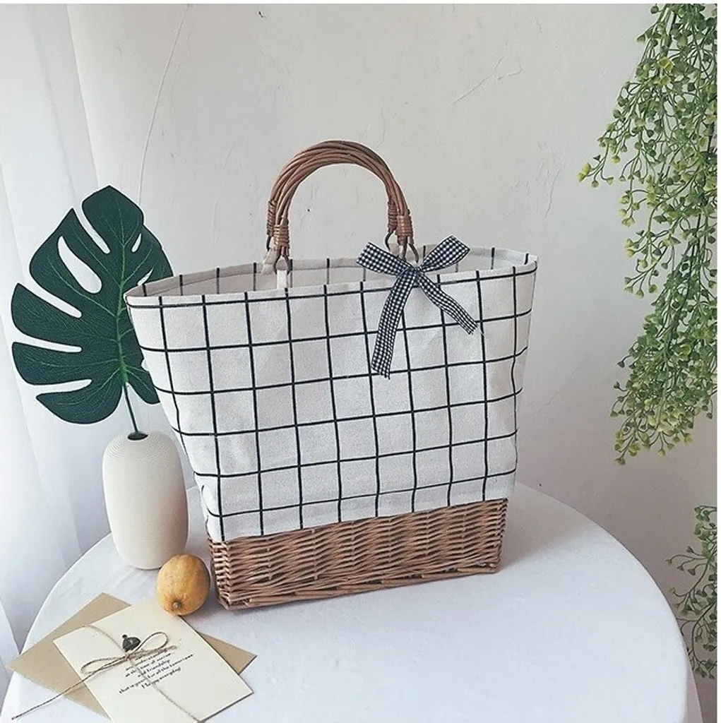 Sac en osier pour plage et ville Repp Blanc - Idéal pour vos vacances