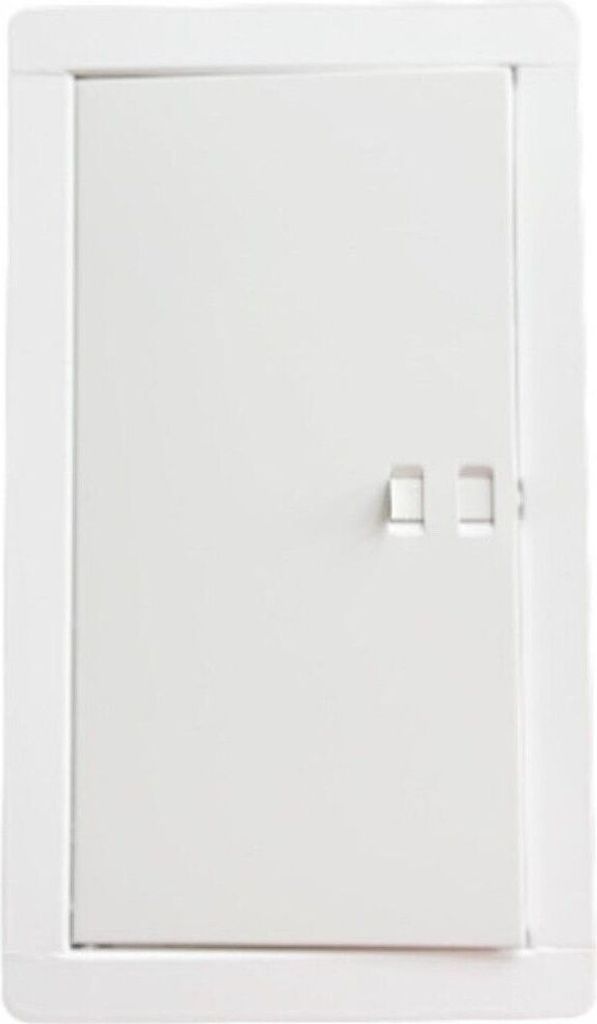 A white cleaning door for a chimney or stove.