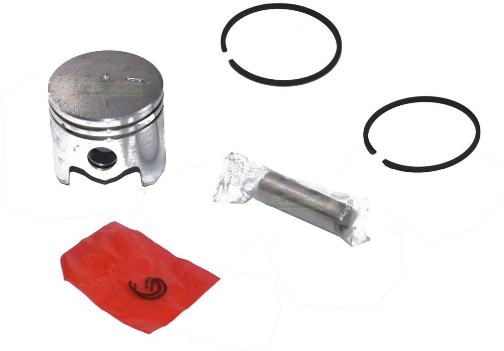44 mm Kolben + Ringe + Bolzen + Sicherungen für 52 ccm Motorsense / Heckenshere