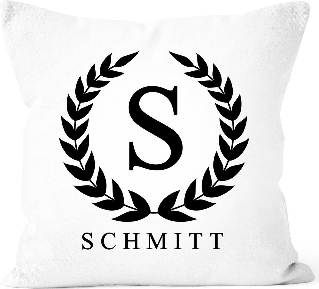 Kissen-Bezug mit Name und Initiale Monogramm Buchstabe persönliche Geschenke SpecialMe mit Namen weiß 40cm x 40cm