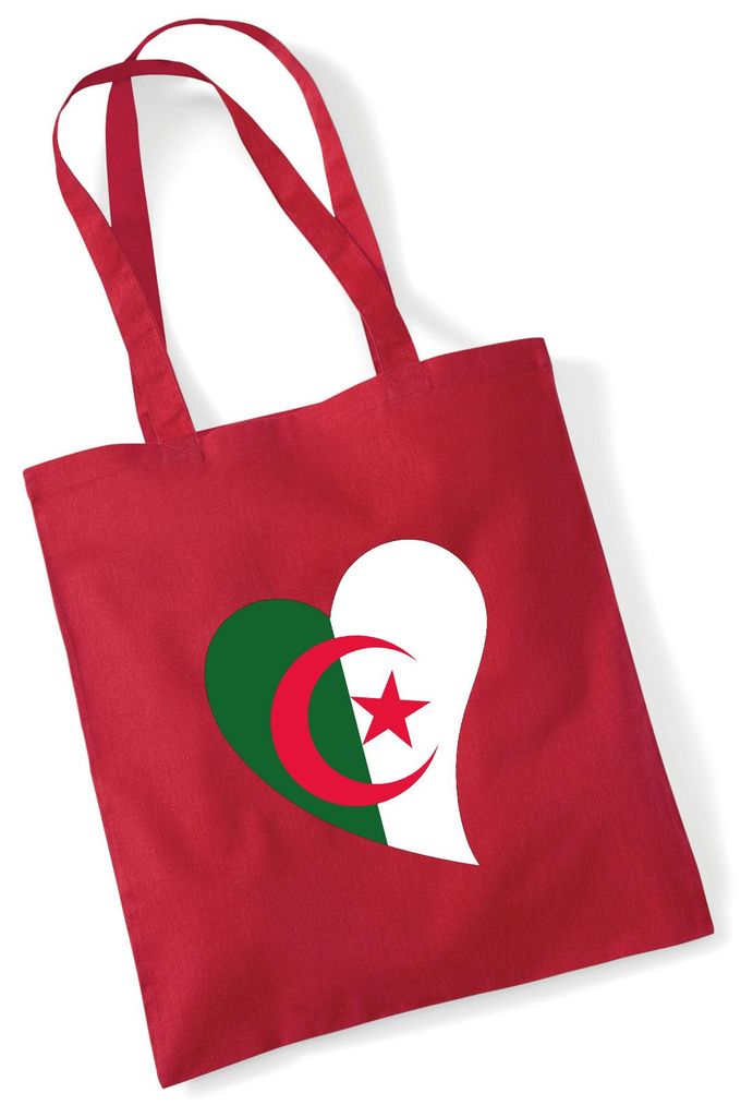 Huuraa Jutebeutel Algerien Flagge Herz 10 Liter Classic Red Baumwolle Tasche Geschenkidee