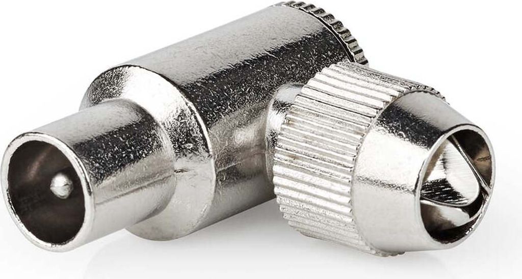 Nedis IEC (Coax) Stecker - 90° abgewinkelt - Stecker - Vernickelt - 75 Ohm - Schraube - Kabeleingangsdurchmesser: 7.0 mm - Metall - Silber - 2 St...
