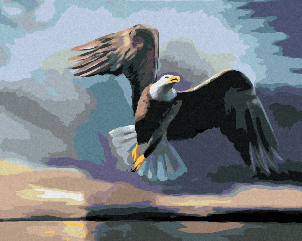 Zuty - Malen nach Zahlen - ADLER ÜBER WASSER, DUNKLER HINTERGRUND (D. RUSTY RUST), 40x50 cm, mit Keilrahmen (bereits gespannt)